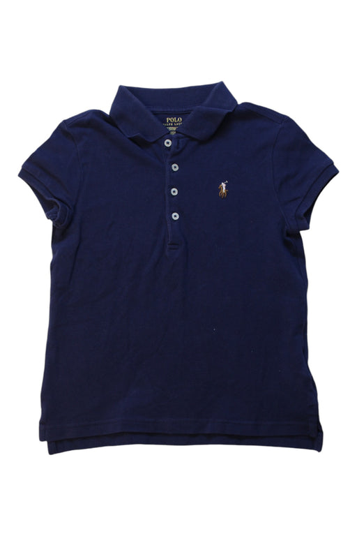 A Navy Short Sleeve Polos from Polo Ralph Lauren in size 6T for girl. (Front View)