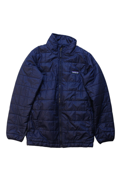 A Navy Puffer/Quilted Jackets from Patagonia in size 12Y for boy. (Front View)