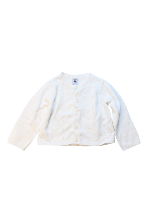 A White Cardigans from Petit Bateau in size 2T for girl. (Front View)