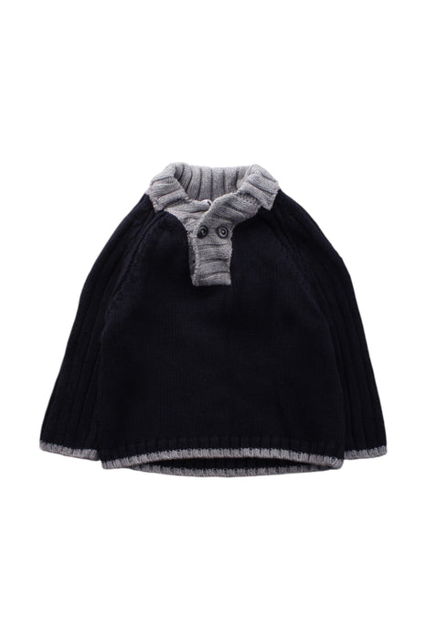 A Navy Capes & Ponchos from Jacadi in size 6-12M for neutral. (Front View)