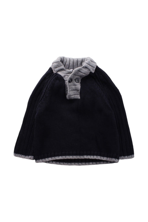 A Navy Capes & Ponchos from Jacadi in size 6-12M for neutral. (Front View)