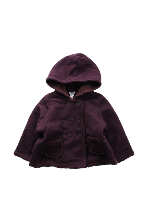 A Burgundy Coats from Petit Bateau in size 6-12M for neutral. (Front View)