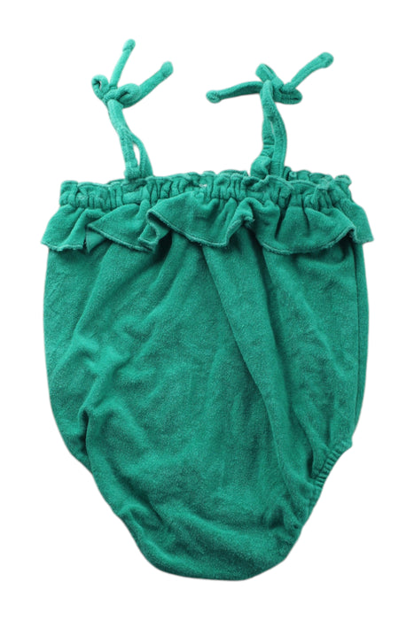 A Green Sleeveless Rompers from Seed in size 12-18M for neutral. (Back View)