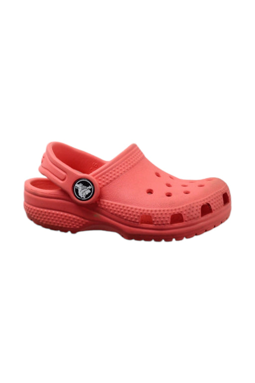 A Pink Slip Ons from Crocs in size 18-24M for neutral. (Front View)