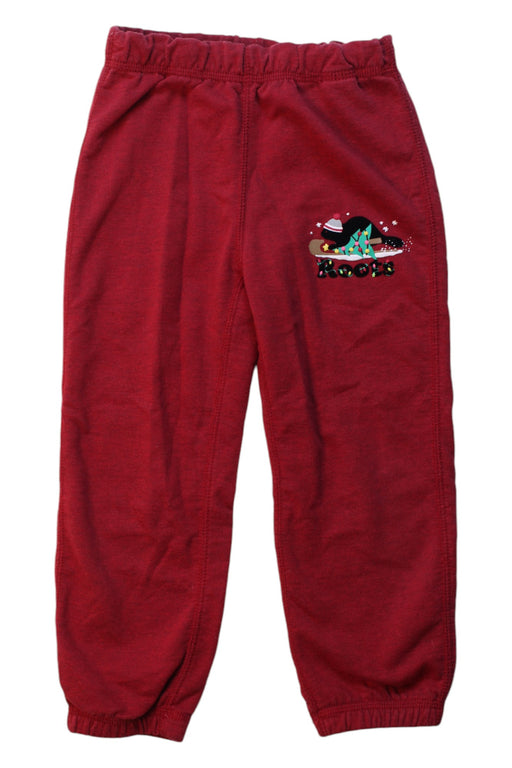 A Red Sweatpants from Roots in size 4T for girl. (Front View)