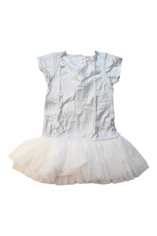 A White Short Sleeve Dresses from 3Pommes in size 3T for girl. (Front View)