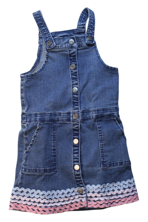 A Blue Overall Dresses from Seed in size 6T for girl. (Front View)