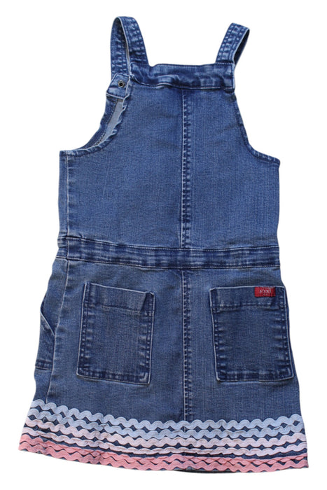 A Blue Overall Dresses from Seed in size 6T for girl. (Back View)