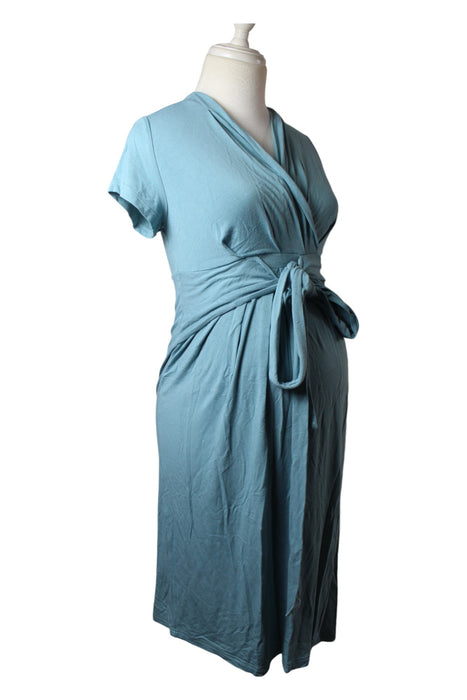 A Blue Short Sleeve Dresses from Seraphine in size S for maternity. (Front View)