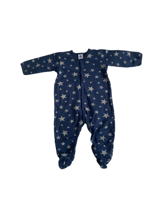 A Navy Onesies from Petit Bateau in size 6-12M for neutral. (Front View)