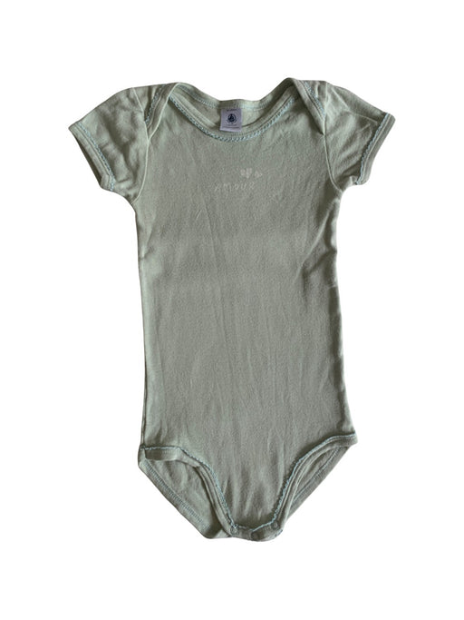 A Green Short Sleeve Bodysuits from Petit Bateau in size 12-18M for neutral. (Front View)