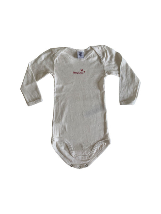 A White Long Sleeve Bodysuits from Petit Bateau in size 12-18M for girl. (Front View)