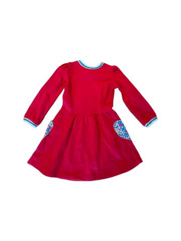 A Red Long Sleeve Dresses from Boden in size 6T for girl. (Back View)
