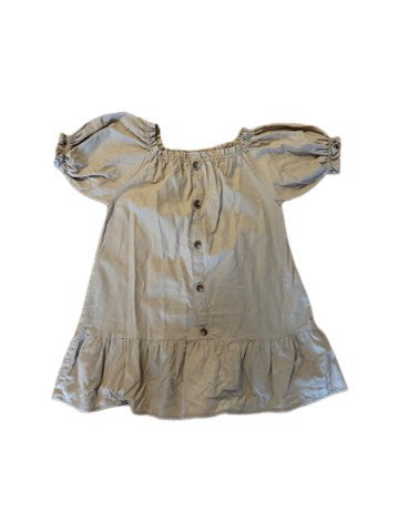 A Beige Short Sleeve Dresses from Seed in size 6T for girl. (Front View)