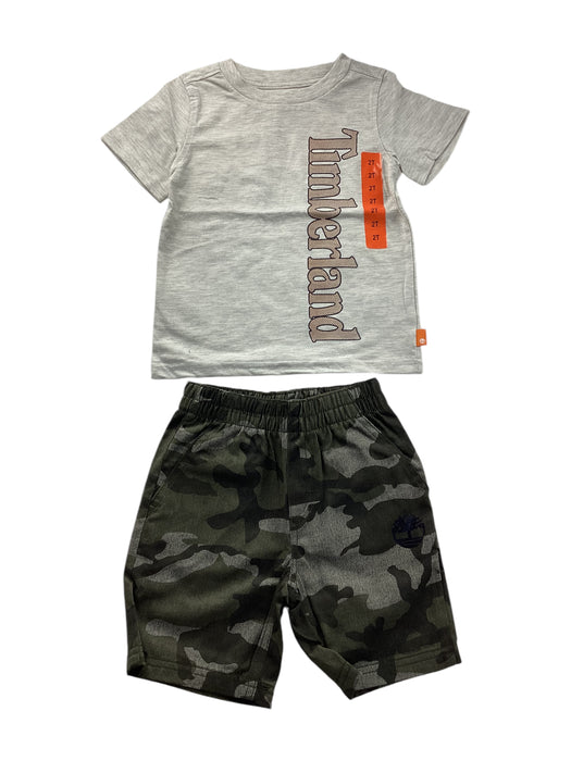 A Grey Shorts Sets from Timberland in size 2T for neutral. (Front View)