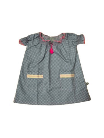 A Blue Short Sleeve Dresses from and the little dog laughed in size 6-12M for girl. (Front View)