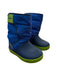 A Blue Winter Boots from Crocs in size 3T for neutral. (Front View)