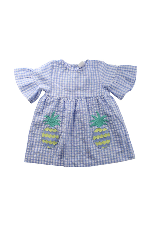 A Blue Short Sleeve Dresses from Seed in size 3-6M for girl. (Front View)