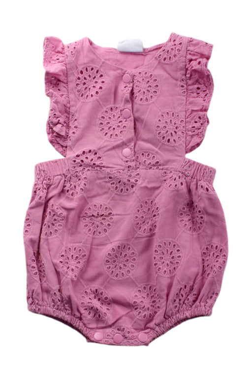 A Pink Sleeveless Rompers from Milky in size 6-12M for girl. (Front View)