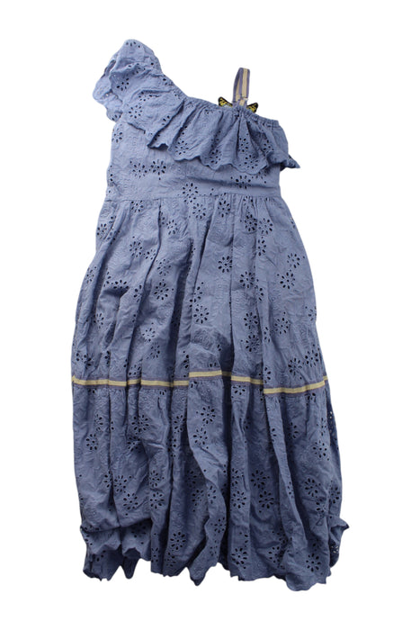 A Blue Sleeveless Dresses from Monnalisa in size 10Y for girl. (Back View)