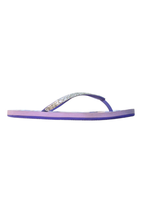 A Purple Flip Flops from Reef in size 5T for girl. (Front View)