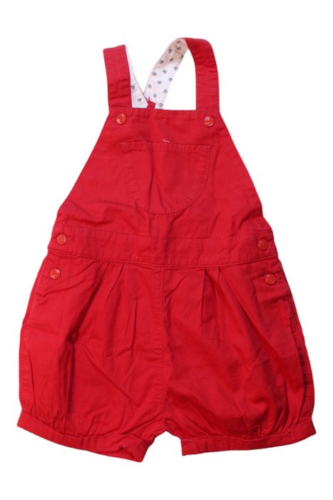 A Red Overall Shorts from Petit Bateau in size 2T for girl. (Front View)