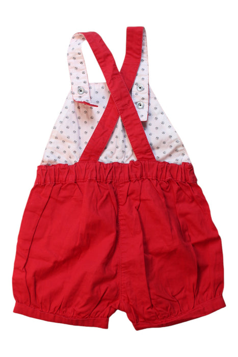 A Red Overall Shorts from Petit Bateau in size 2T for girl. (Back View)