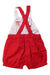 A Red Overall Shorts from Petit Bateau in size 2T for girl. (Back View)