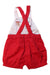 A Red Overall Shorts from Petit Bateau in size 2T for girl. (Back View)