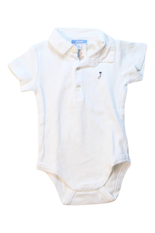 A White Short Sleeve Bodysuits from Jacadi in size 3-6M for boy. (Front View)