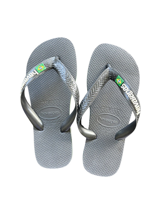 A Black Flip Flops from Havaianas in size 10Y for neutral. (Front View)