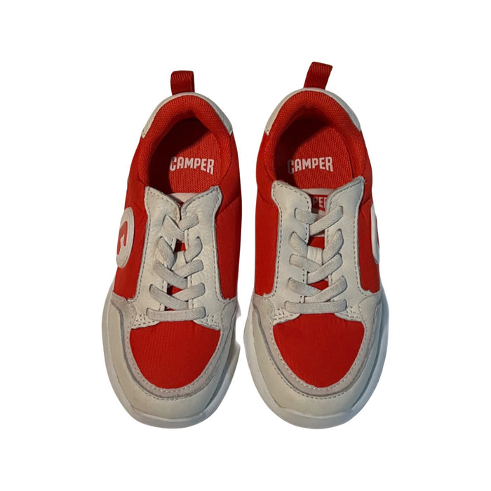 A Red Sneakers from Camper in size 4T for girl. (Front View)