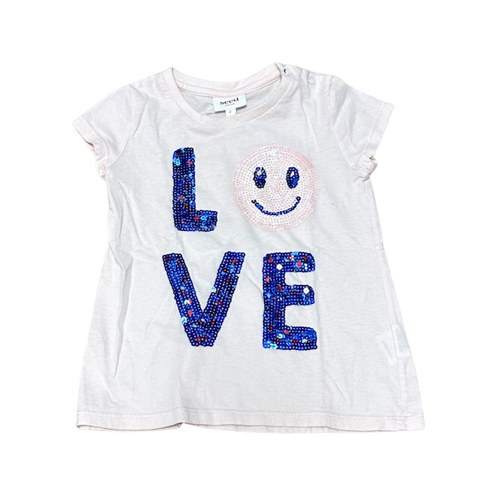 A White Short Sleeve T Shirts from Seed in size 2T for girl. (Front View)