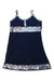 A Navy Sleeveless Dresses from Flowers by Zoe in size 4T for girl. (Front View)