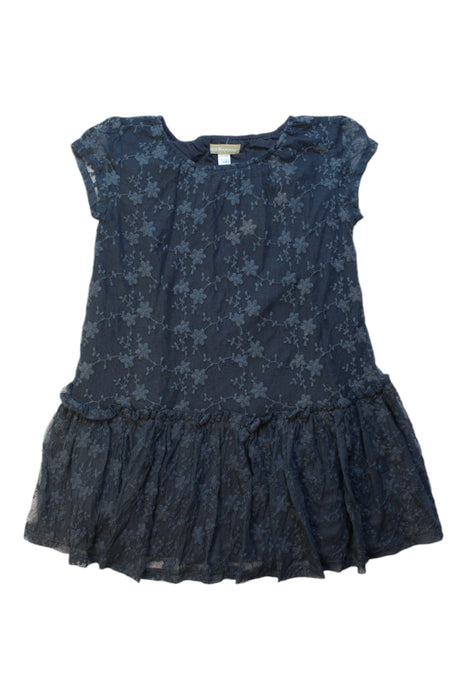 A Navy Short Sleeve Dresses from Vertbaudet in size 5T for girl. (Front View)