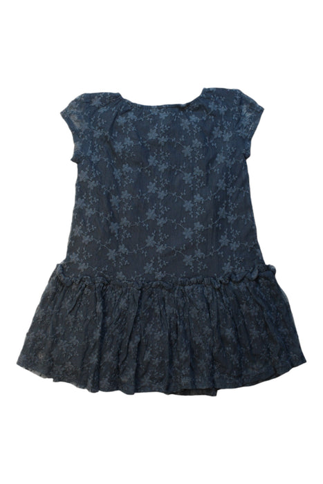 A Navy Short Sleeve Dresses from Vertbaudet in size 5T for girl. (Back View)