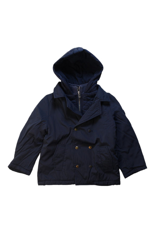 A Navy Coats from Jacadi in size 6T for boy. (Front View)