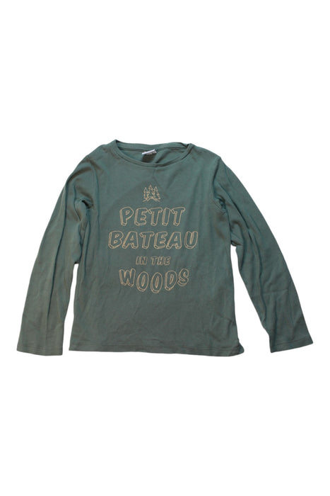 A Green Long Sleeve T Shirts from Petit Bateau in size 6T for boy. (Front View)