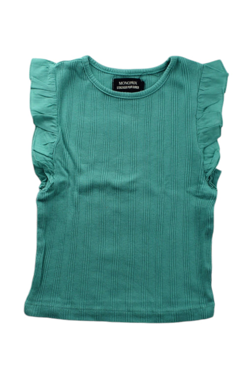 A Green Sleeveless Tops from Monoprix in size 4T for girl. (Front View)