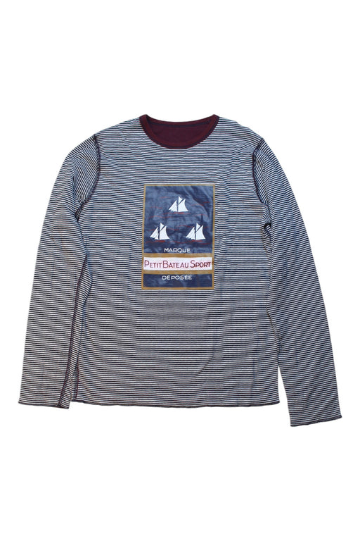 A Navy Long Sleeve T Shirts from Petit Bateau in size 14Y for boy. (Front View)