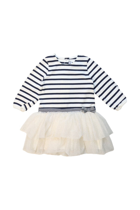 A Navy Long Sleeve Dresses from Petit Bateau in size 12-18M for girl. (Front View)