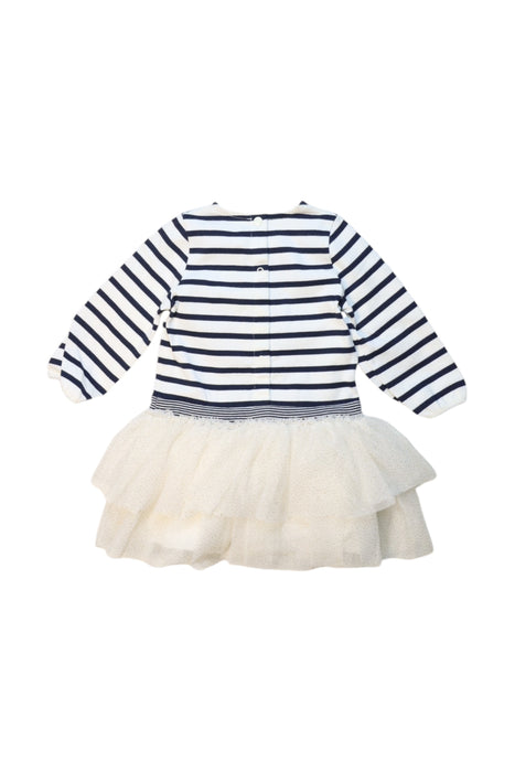 A Navy Long Sleeve Dresses from Petit Bateau in size 12-18M for girl. (Back View)