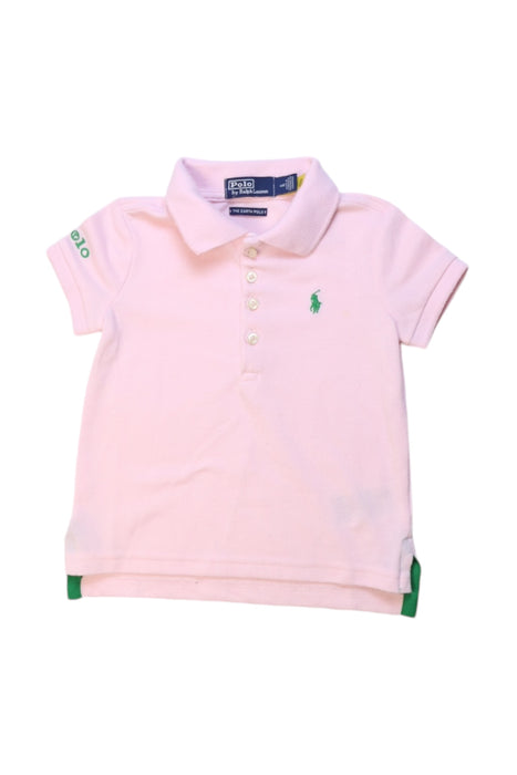 A Pink Short Sleeve Polos from Polo Ralph Lauren in size 4T for girl. (Front View)