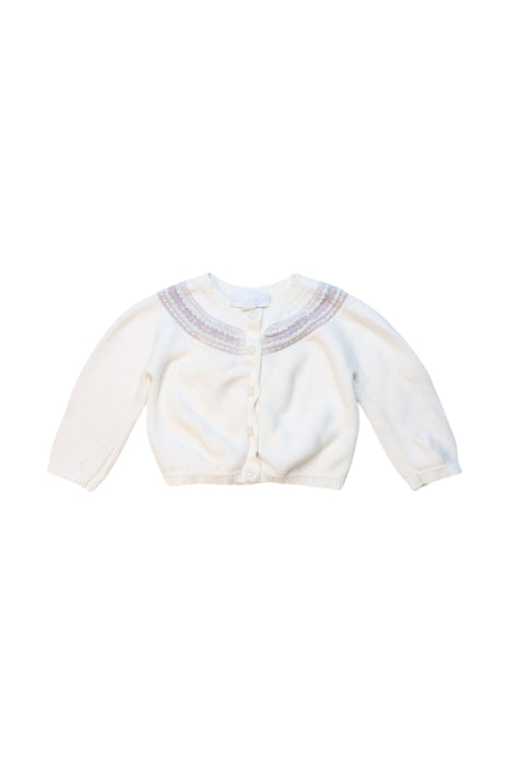 A White Cardigans from The Little White Company in size 6-12M for girl. (Front View)