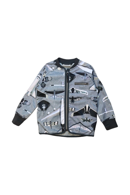 A Grey Zippered Sweatshirts from Molo in size 4T for boy. (Front View)