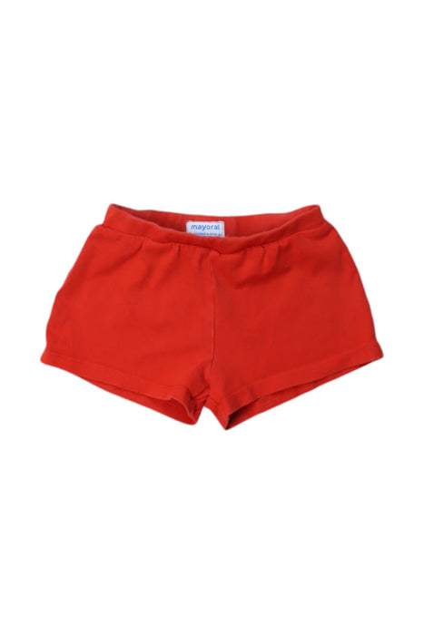 A Red Shorts from Mayoral in size 4T for girl. (Front View)