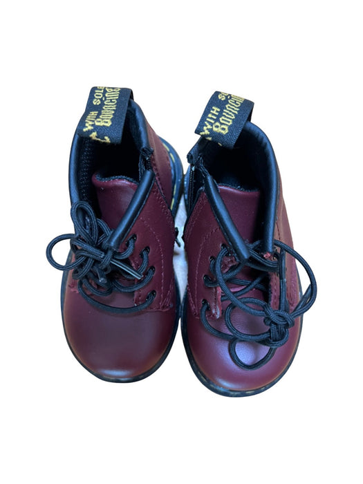 A Burgundy Casual Boots from Dr. Martens in size 12-18M for neutral. (Front View)