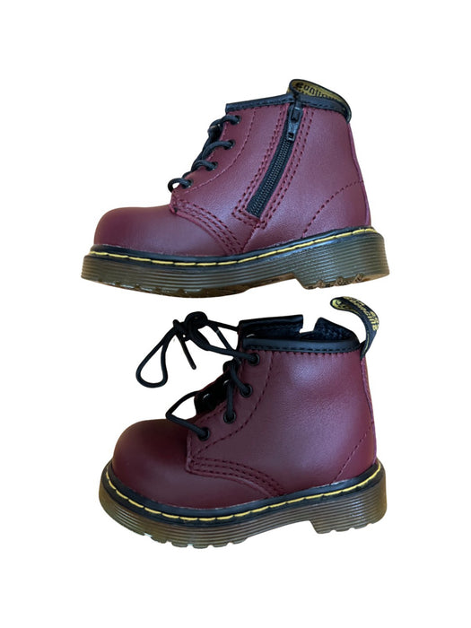 A Burgundy Casual Boots from Dr. Martens in size 12-18M for neutral. (Back View)