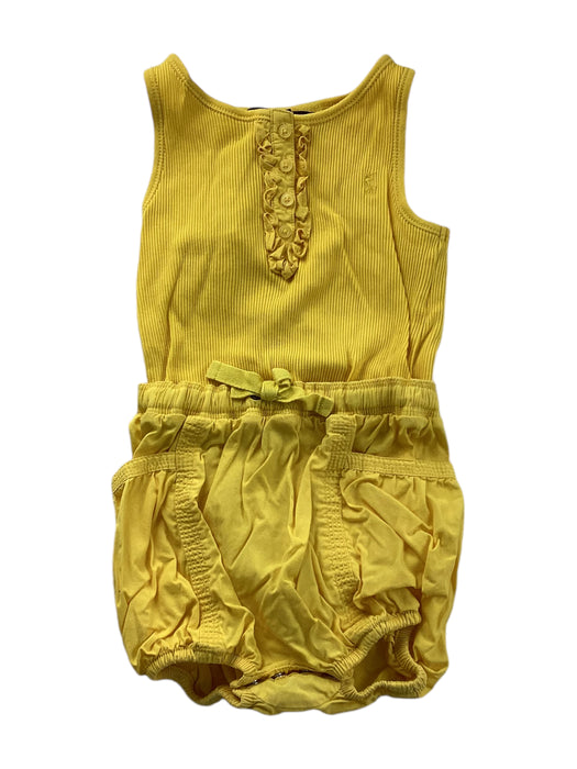 A Yellow Sleeveless Rompers from Ralph Lauren in size 12-18M for girl. (Front View)