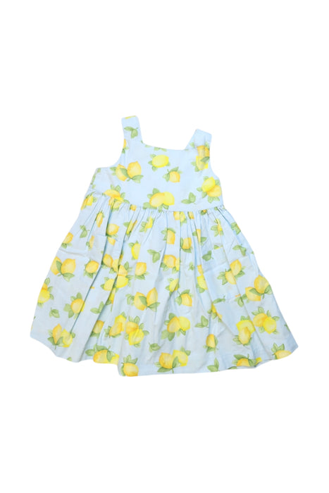 A Blue-Yellow Sleeveless Dresses from Confiture in size 2T for girl. (Front View)